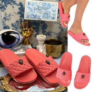 🆕 KURT GEIGER LONDON 🧿 NWOT Meena Eagle Quilted Slide, Salmon - Sz 40 US 9